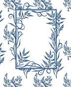 Deep Blue Botanical Frame Rug