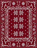 Crimson Snowflakes Botanical Border Rug