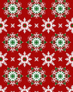 Green White Snowflake Collection Red Rug