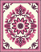 Crimson Floral Medallion Lattice Rug