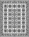 Intricate Black White Scrollwork Medallion Rug