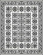 Intricate Black White Scrollwork Medallion Rug
