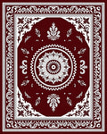 Rich Crimson Floral Medallion Border Rug