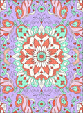 Coral Teal Lavender Floral Mandala Rug