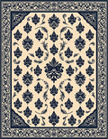 Navy Cream Damask Floral Medallion Rug