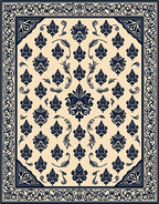 Navy Cream Damask Floral Medallion Rug