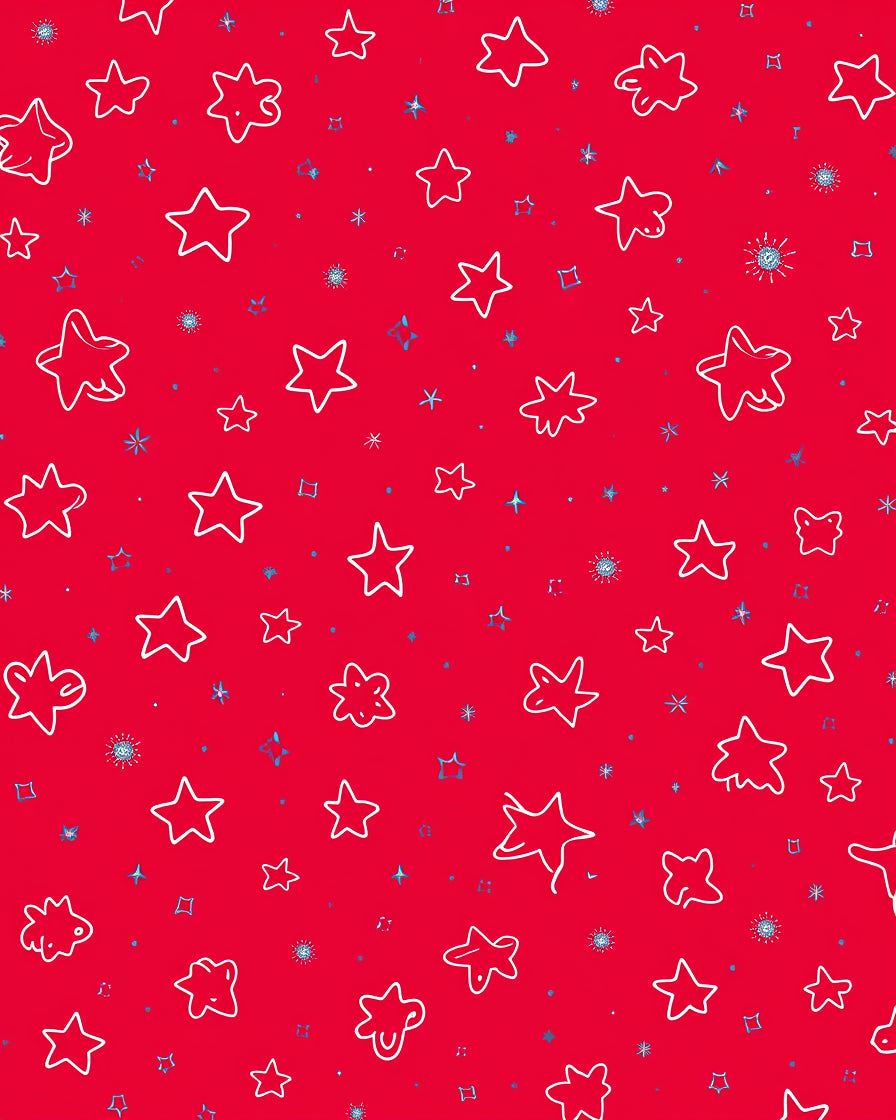 Red White Blue Star Festive Field Rug