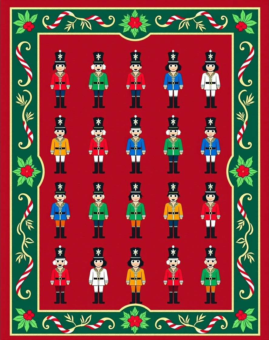 Festive Red Soldier Holiday Border Rug