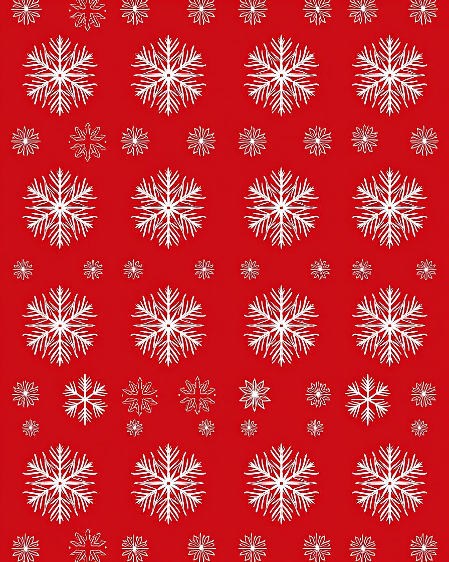Festive Red White Snowflake Collage Rug
