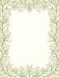 Olive Green Flourishing Vine Border Rug