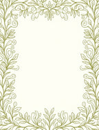 Olive Green Flourishing Vine Border Rug