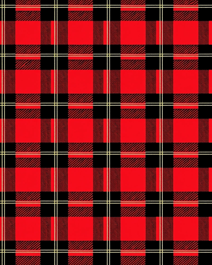 Classic Red Black Plaid Checked Rug