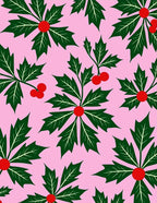 Pink Holly Berry Garland Rug