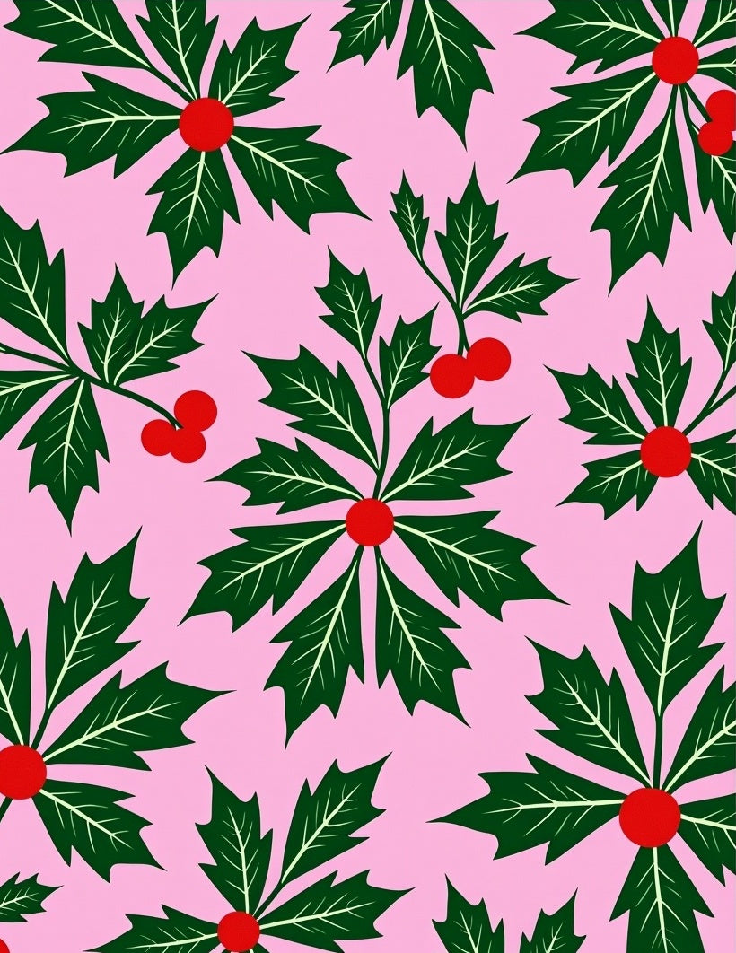Pink Holly Berry Garland Rug