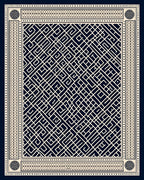 Ivory Geometric Labyrinth Navy Rug