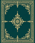 Deep Teal Golden Baroque Filigree Rug