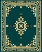 Deep Teal Golden Baroque Filigree Rug