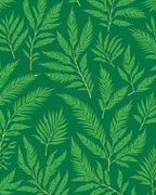 Lush Green Botanical Fern Branches Rug