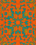Vibrant Teal Orange Geometric Starburst Rug
