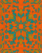 Vibrant Teal Orange Geometric Starburst Rug