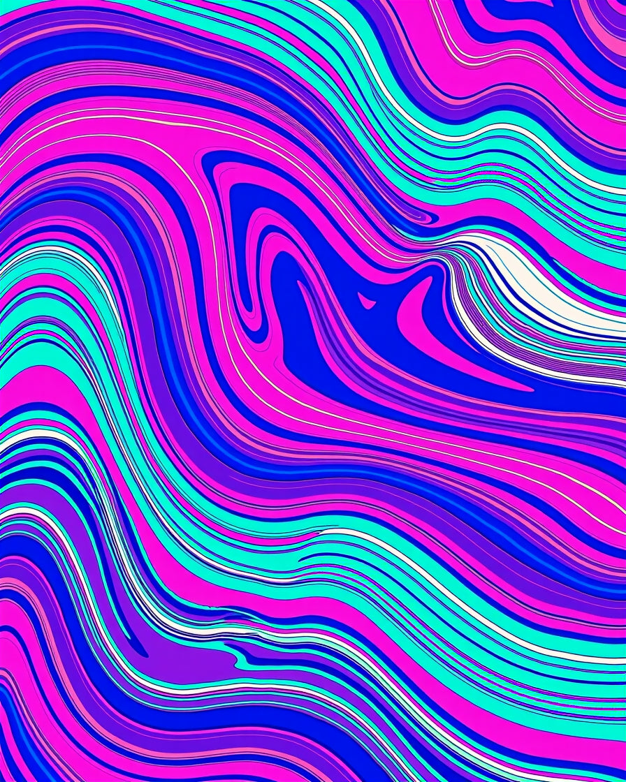 Vibrant Swirling Abstract Waves Rug