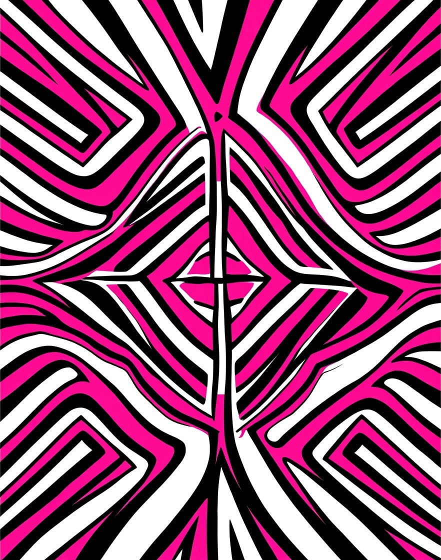 Radical Pink White Black Labyrinth Rug