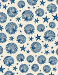Navy Blue Seashell Starfish Beach Rug