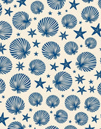 Navy Blue Seashell Starfish Beach Rug