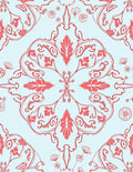 Coral Scrollwork Floral Light Blue Rug