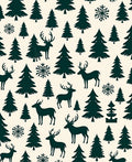 Dark Forest Reindeer Snowflake Scene Rug