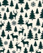 Dark Forest Reindeer Snowflake Scene Rug