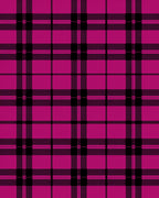 Radiant Magenta Black Plaid Check Rug