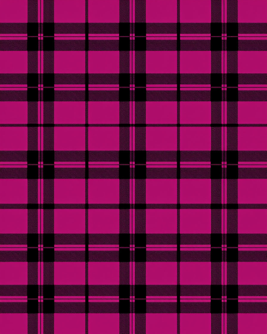 Radiant Magenta Black Plaid Check Rug