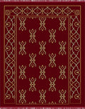Deep Red Golden Ornate Lattice Rug