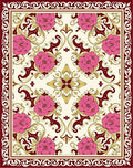 Crimson Rose Floral Scroll Medallion Rug