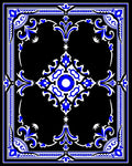 Classic Blue White Medallion Scrollwork Rug