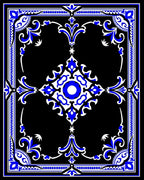 Classic Blue White Medallion Scrollwork Rug