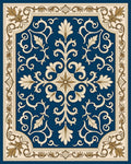Regal Blue Gold Baroque Scroll Rug