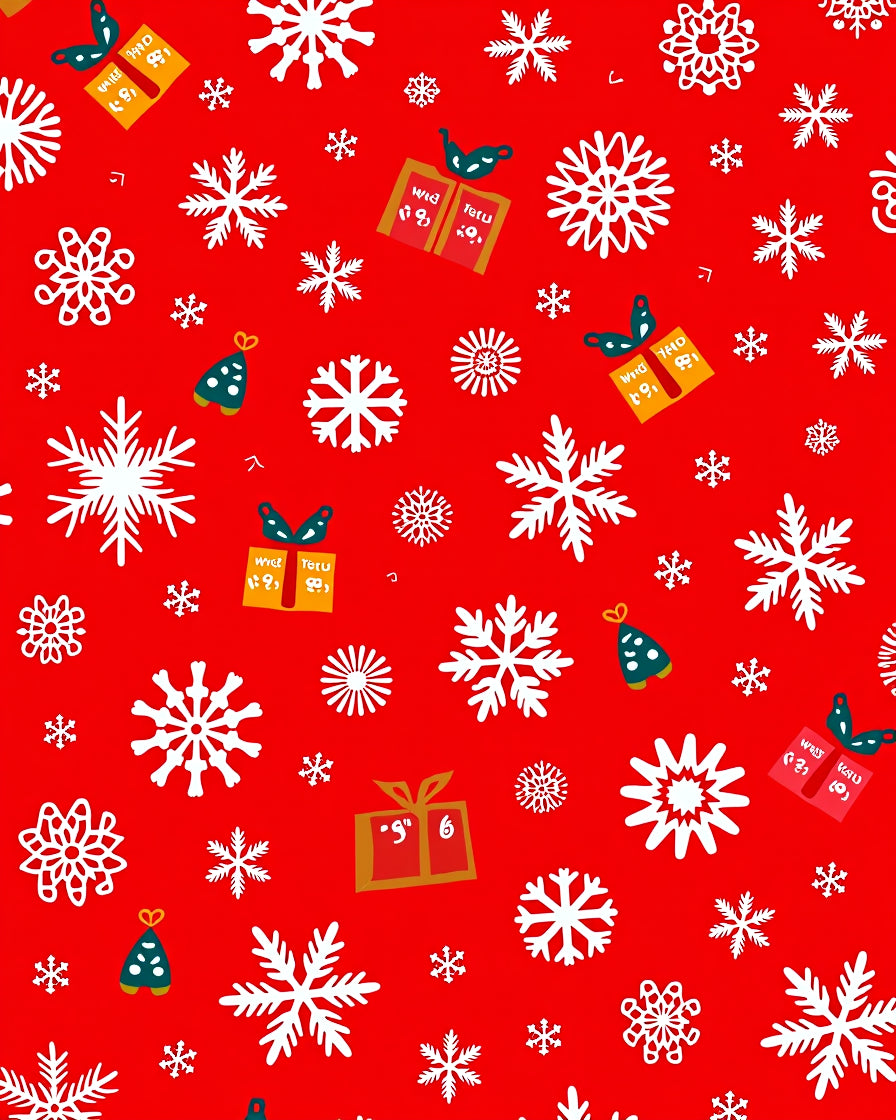 Red White Snowflake Gift Tree Rug