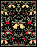 Black Red Gold Bell Holly Rug