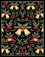 Black Red Gold Bell Holly Rug