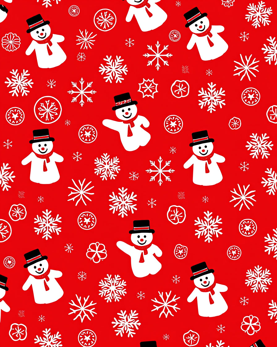 Joyful Snowman Snowflake Cheerful Red Rug