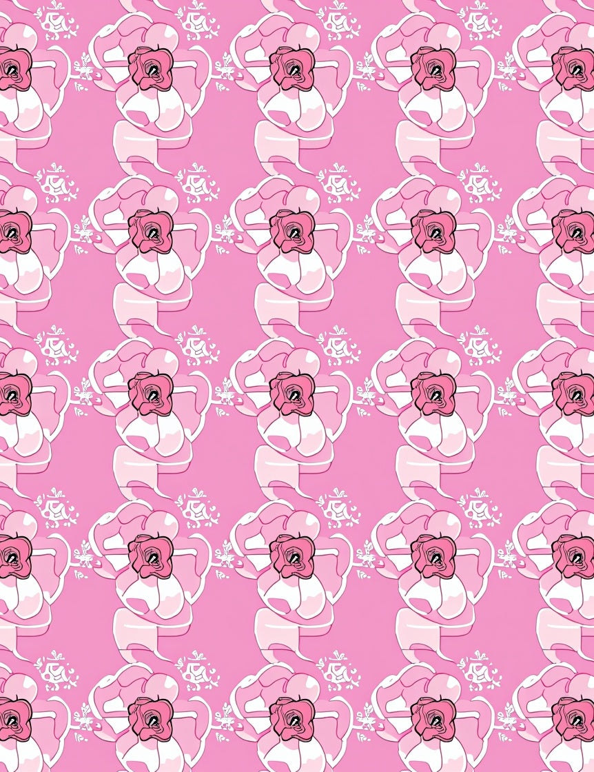 Pink Swirling Floral Blossom Rug