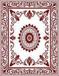 Deep Red Floral Medallion Border Rug