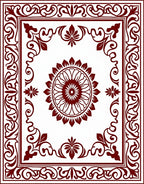 Deep Red Floral Medallion Border Rug
