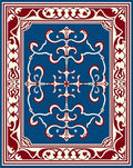 Crimson White Blue Ornate Medallion Rug