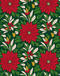 Vibrant Red Floral Garden Green Rug