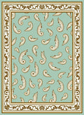 Retro Fern Swirls Mint Border Rug