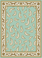 Retro Fern Swirls Mint Border Rug