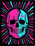 Neon Pink Cyan Skull Burst Rug